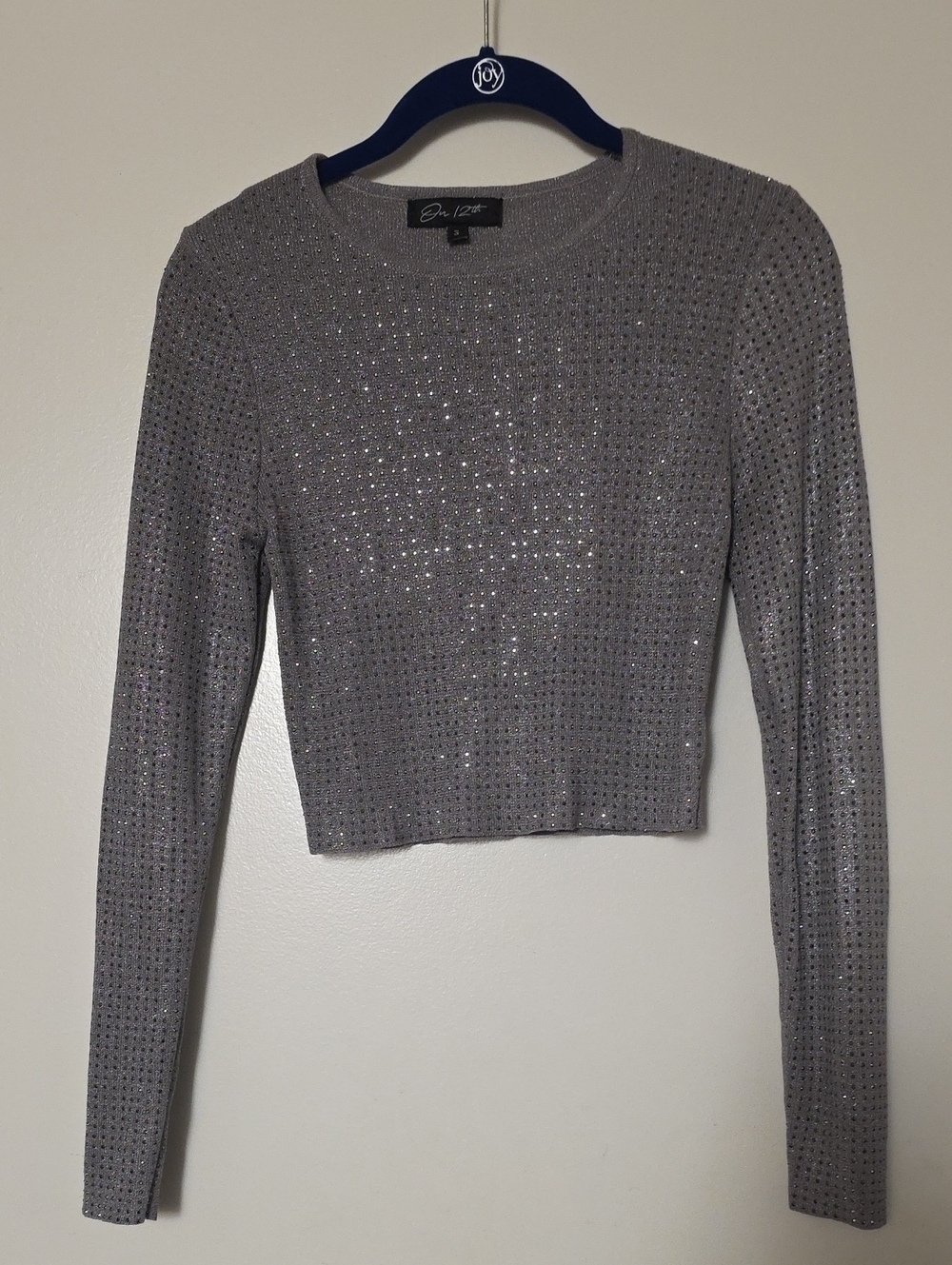 On 12th Womens Sparkly Long Sleeve Crop.